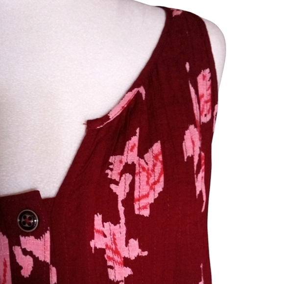 Anthropologie Maeve Soana Swing Tank Burgundy & Pink Flowy Boho Style Size 4 - Picture 5 of 10